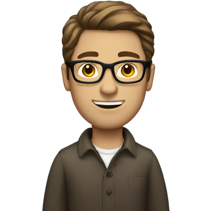 brown haired white man with glasses emoji