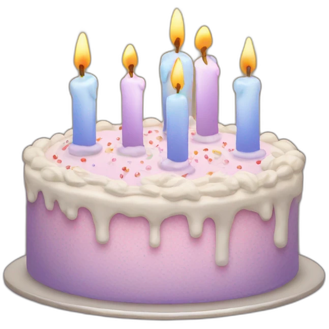 Frosted cake with lit candles emoji