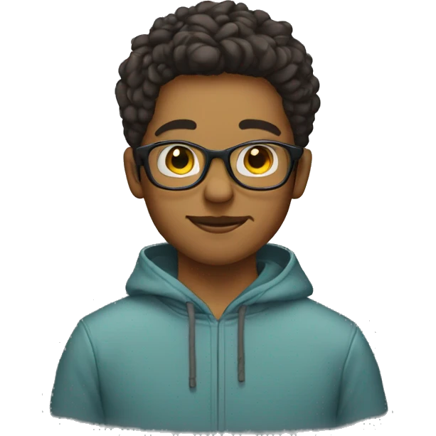 Boy wearing glasses and a hoodie with little bit beard emoji