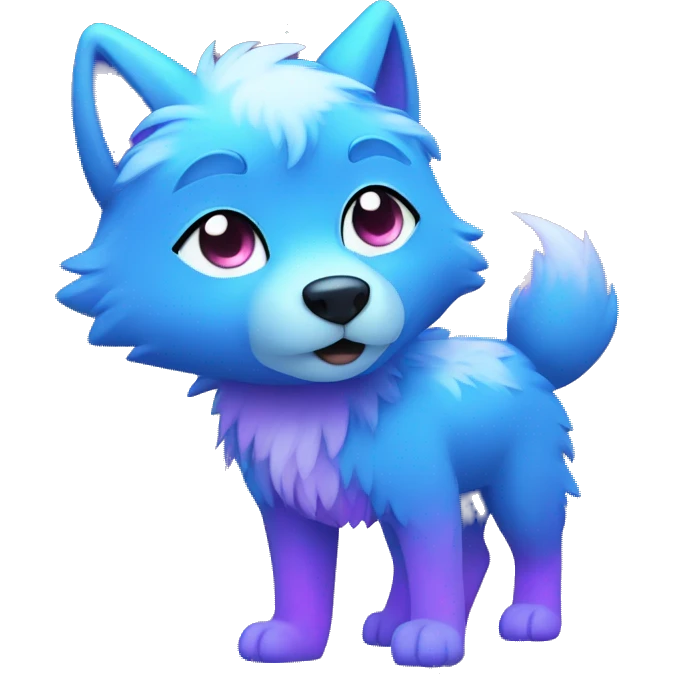 Full-body kawaii nebula wolf emoji
