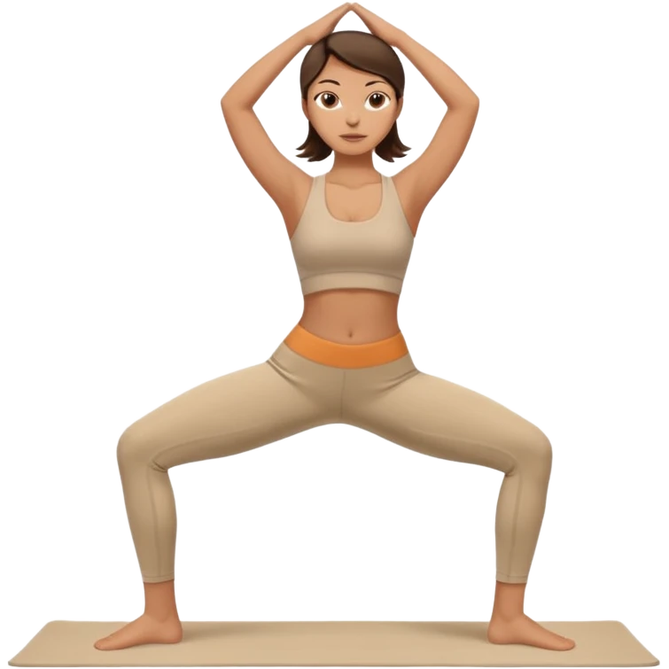 Brunette girl yoga in beige  emoji