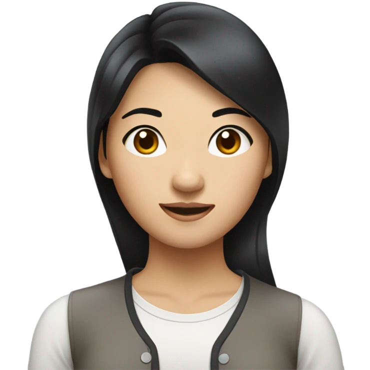 asian woman black hair, casual shirt emoji