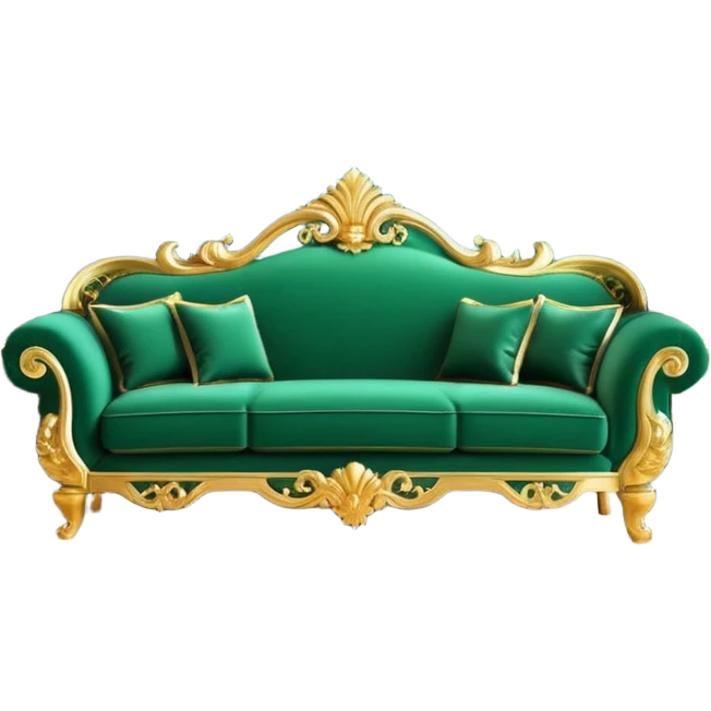 luxurious emerald green sofa in the Slytherin common room, ornate gold accents, grand fireplace, elegant and noble atmosphere emoji