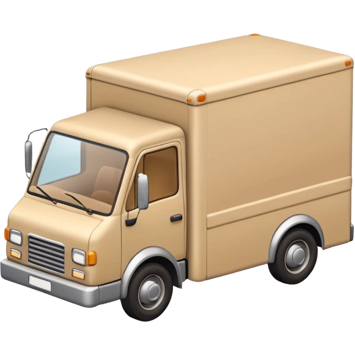 emoji of beige delivery truck, in perspective view emoji