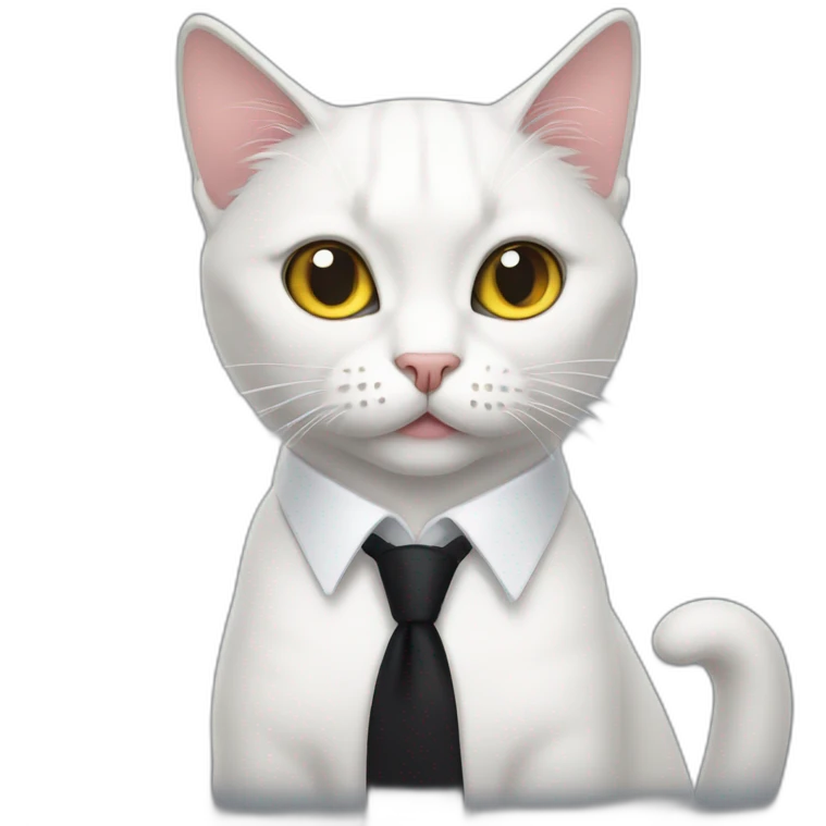 cat in horror wearing black tie white hair emoji