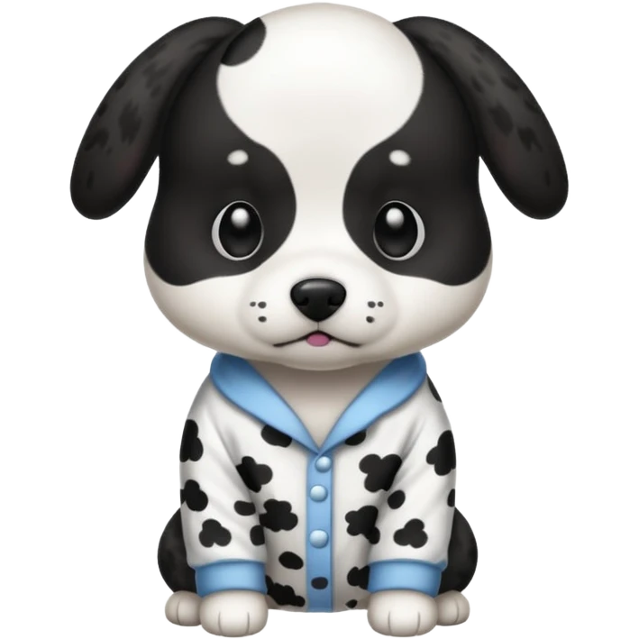 Black and white dog in mal pj's emoji