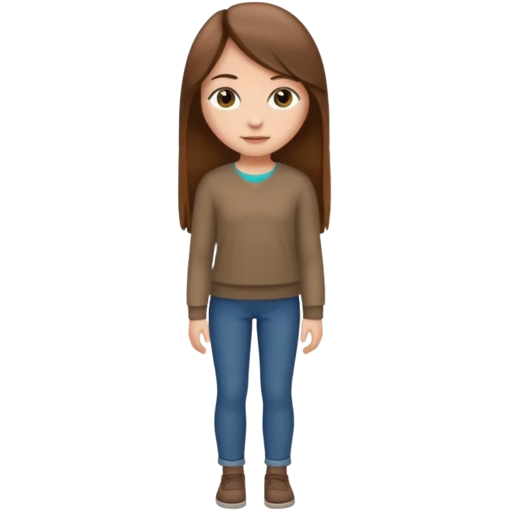 fille  brune en entier cheveux tres long et lisse emoji
