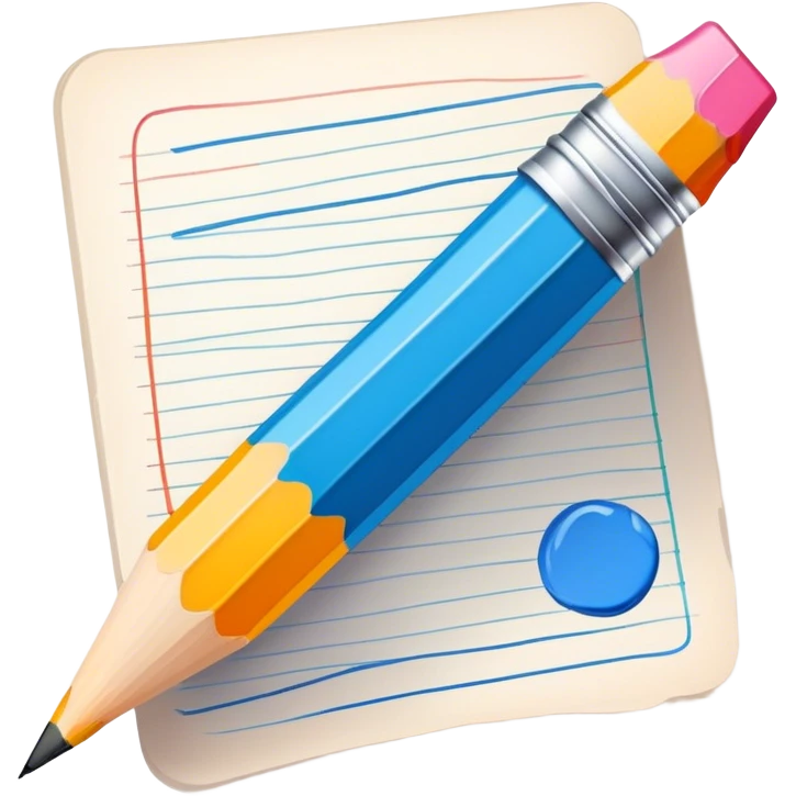 Illustration icon, pencil and paintbrush on paper, colorful sketch, simple lines, minimalistic style, transparent background. emoji