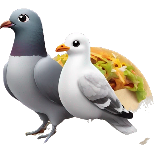 Pigeon and Seagull on a Taco Bell date emoji