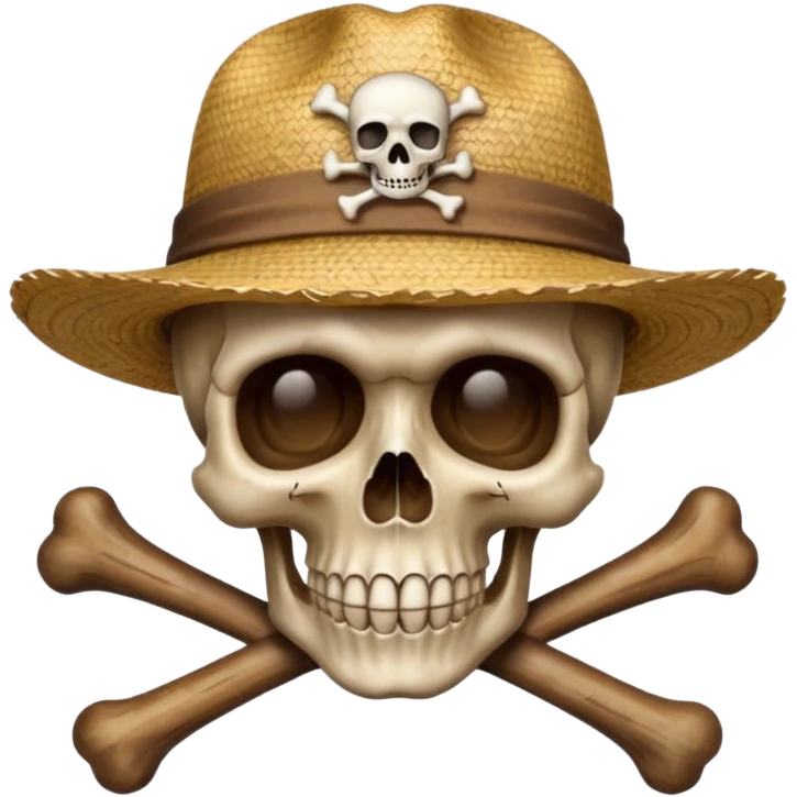 Skull and crossbones wearing a straw hat emoji
