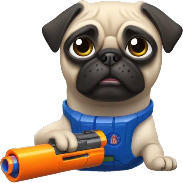 Pug holding Nerf gun emoji