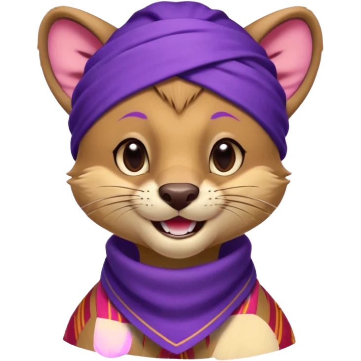 Fossa animal wearing a purple bandana on his forehead from league of legends laughing emoticon emoji
