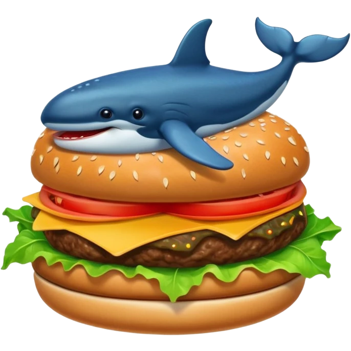 A burger with whale elements, Telegram emoji style emoji