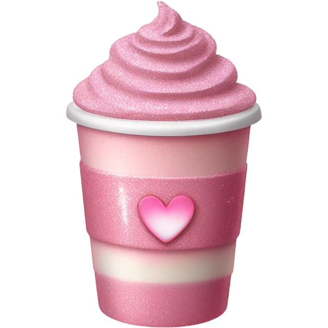 Pink latte with heart glittery emoji