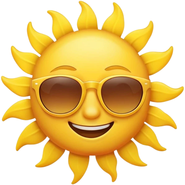bright yellow sun with cool sunglasses and a cute smiling face emoji