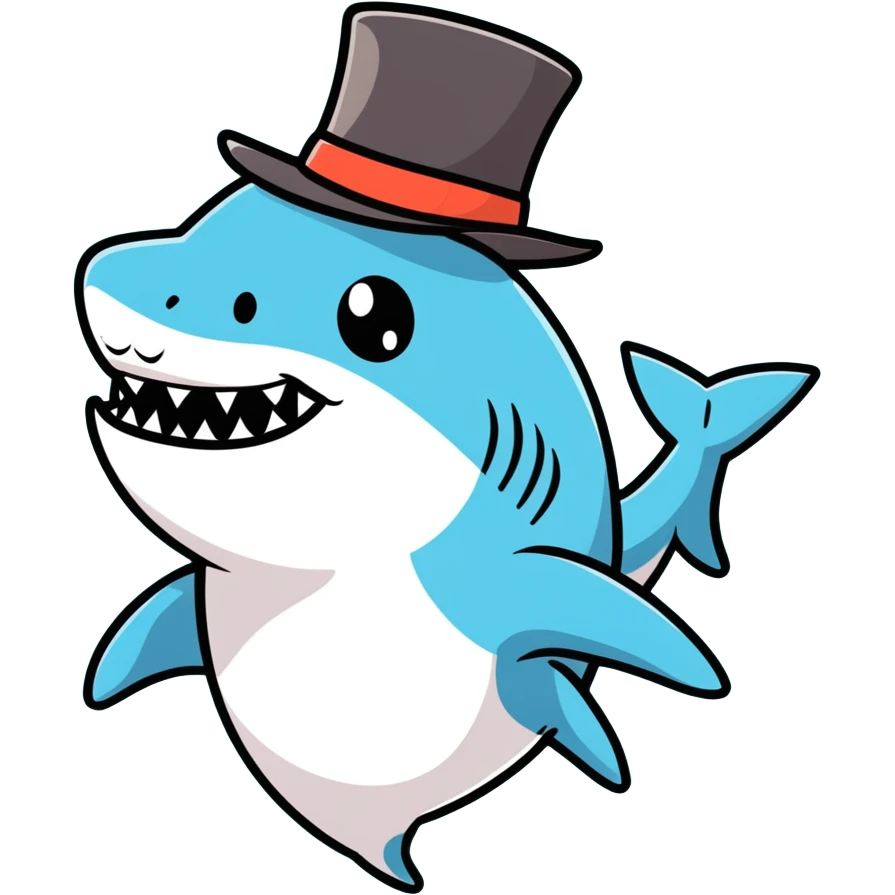 Shark with a top hat emoji