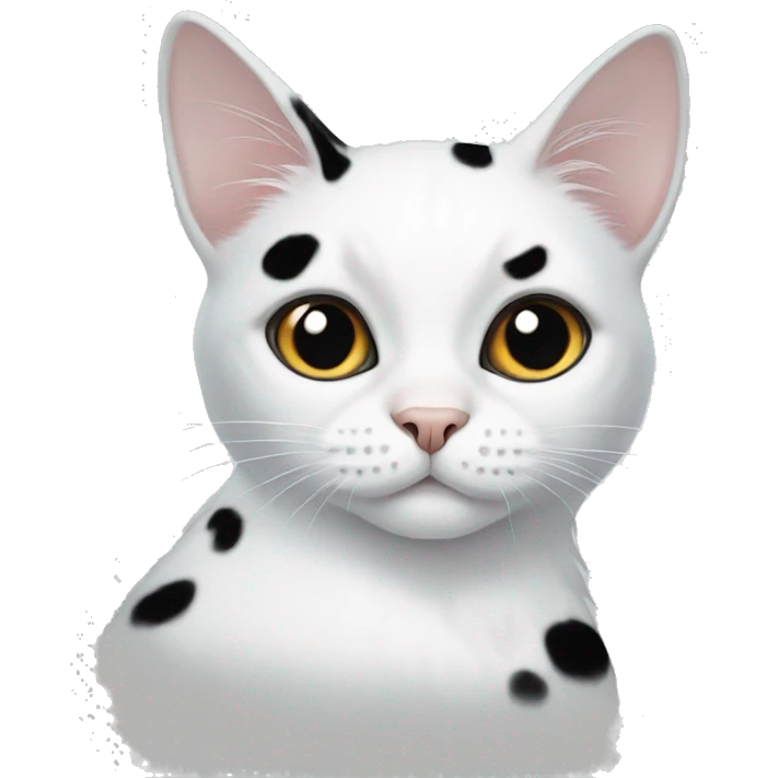 mostly white cat with black spots emoji
