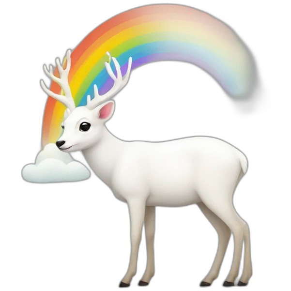 white deer with the rainbow emoji