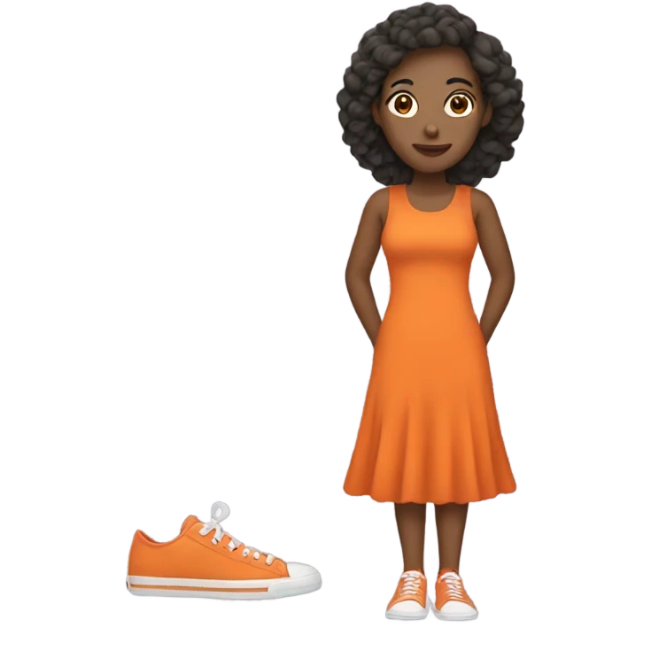 woman in a orange dress an sneakers emoji