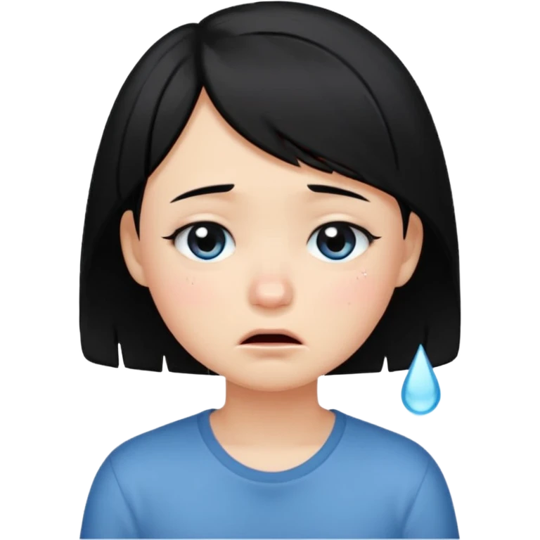 Girl with black hair and short hair  like boy hair who cry and very cute  emoji