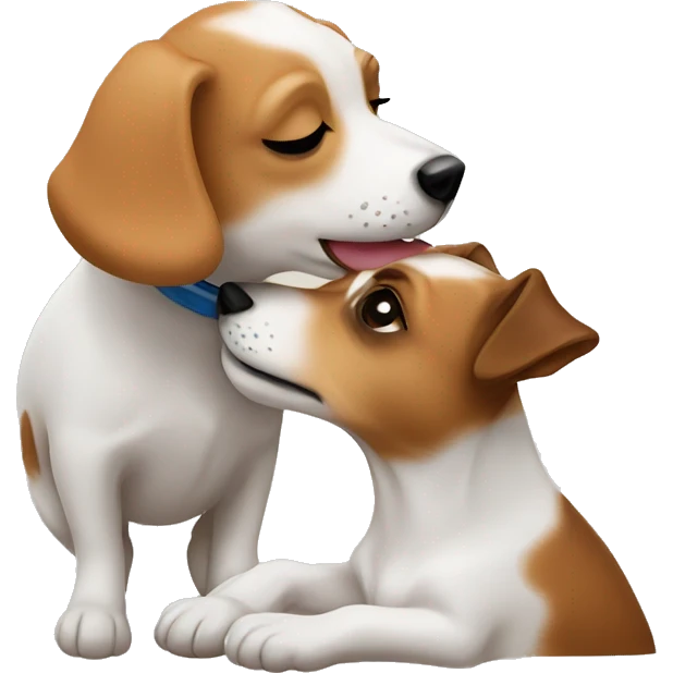 Woman kissing a jack Russell dog  emoji