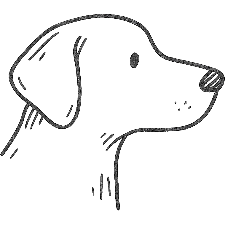 hand drawn outlined icon of a side profile of a dog emoji