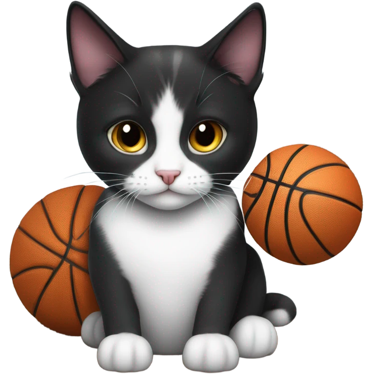 my cat bella purring on my lap black and white cat. dunking a basketball emoji