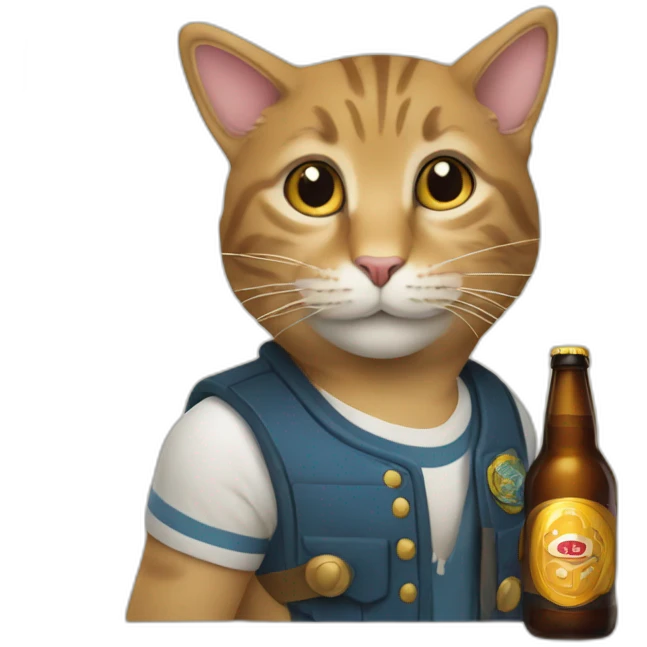 Un chat avec une bière emoji