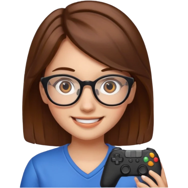 gamer girl with glasses, brown hair emoji
