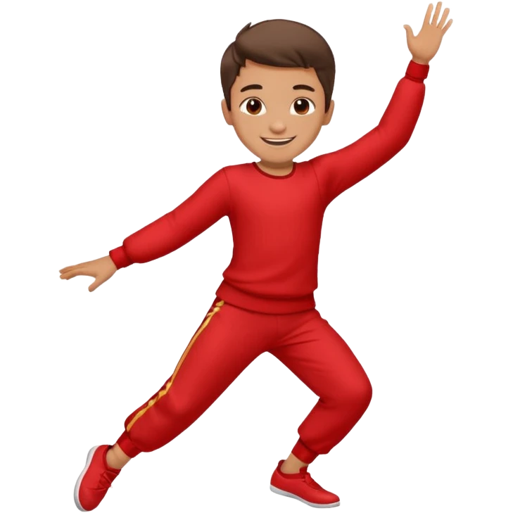 a boy is dancing with red outfit emoji