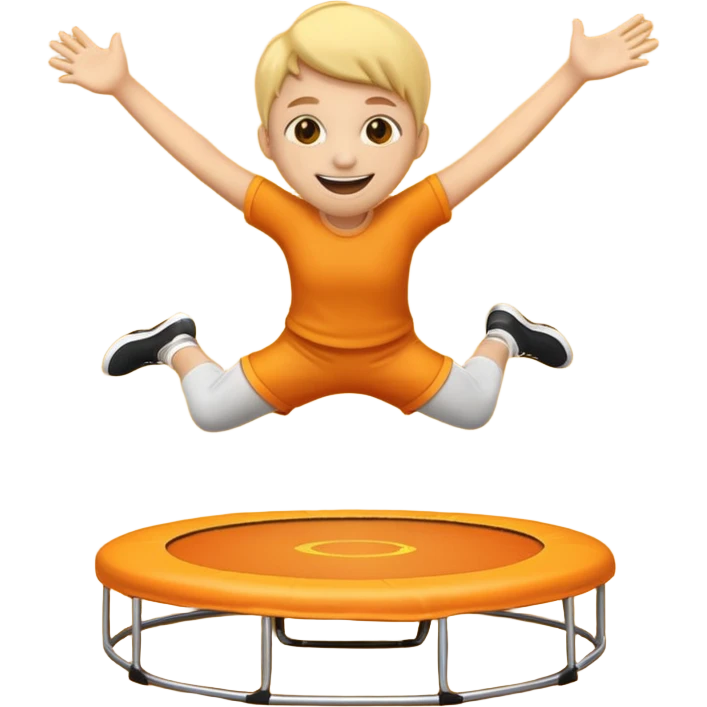 an emoji jumping on a orange trampoline emoji