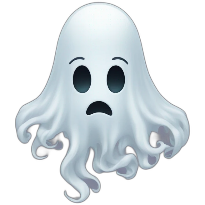 Ghost with long hair head twisted backwards emoji
