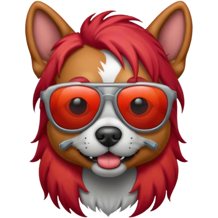 Zombie dog with red hair and sun glasses emoji