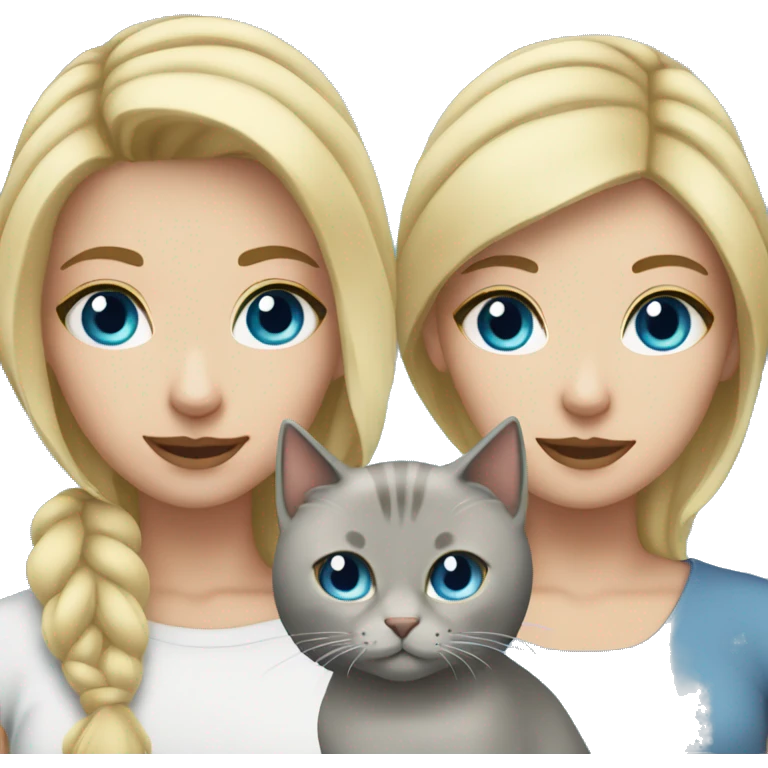 Girl blue eyes blonde hair with grey cat emoji