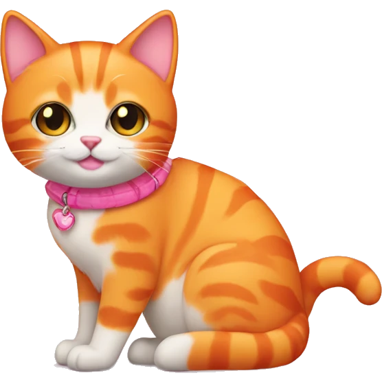cute orange cat (pink accessories) emoji