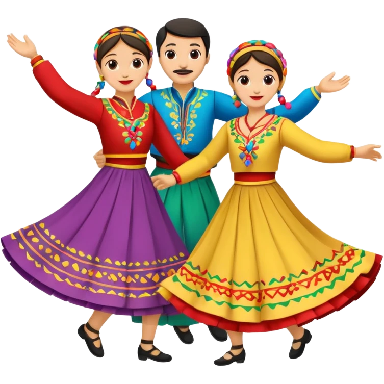 Folk dancer (twirl), street dancers. emoji