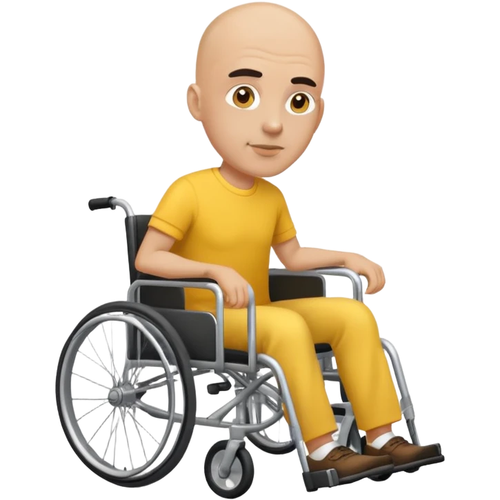 Bald man with bushy eyebrows in a yellow wheelchair  emoji