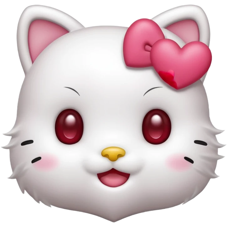 Połącz mi zwykłe hello kitty na białym tle, ale żeby ono wyglądało jak ta emotka: 🥰 emoji