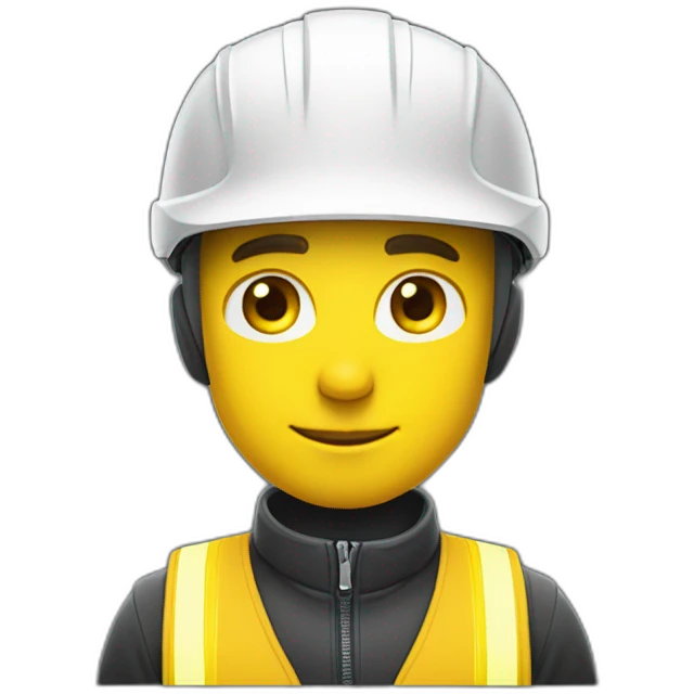bald man with a yellow cycling helmet on a dark xiaomi e-scooter whearing a yellow safety vest emoji