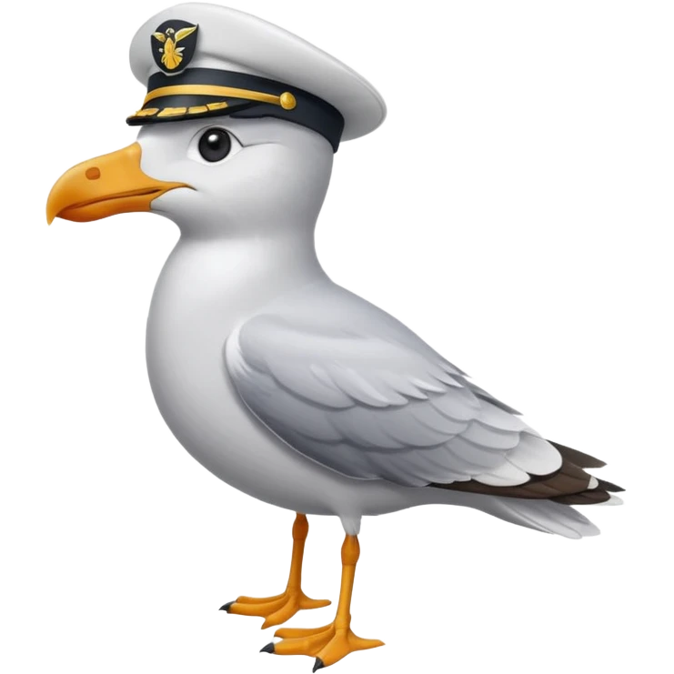 seagull wearing a captain hat emoji