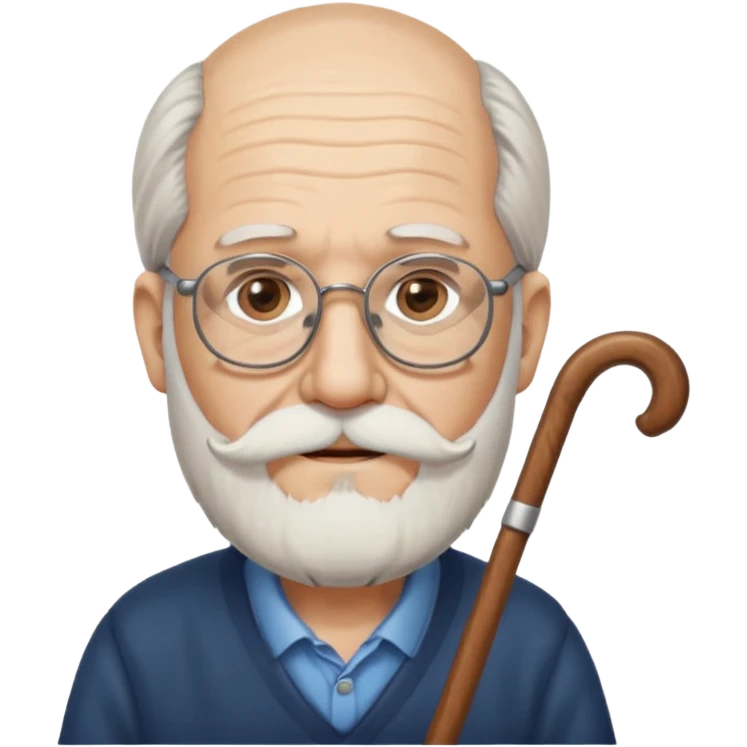 Anciano barba blanca larga bastón audifonos sordera lentes  emoji