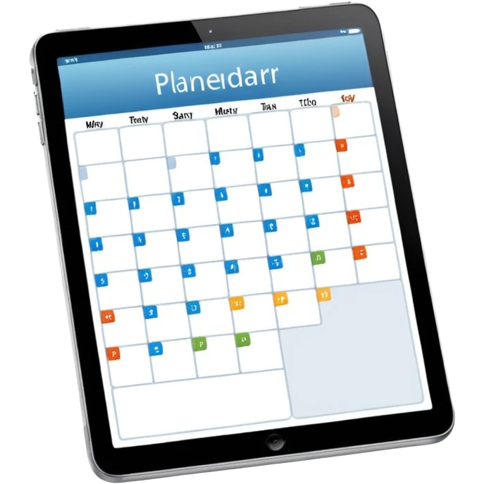 iOS 18 style emoji of an iPad displaying a digital planner, clean and modern, stylized screen showing a calendar or to-do list emoji
