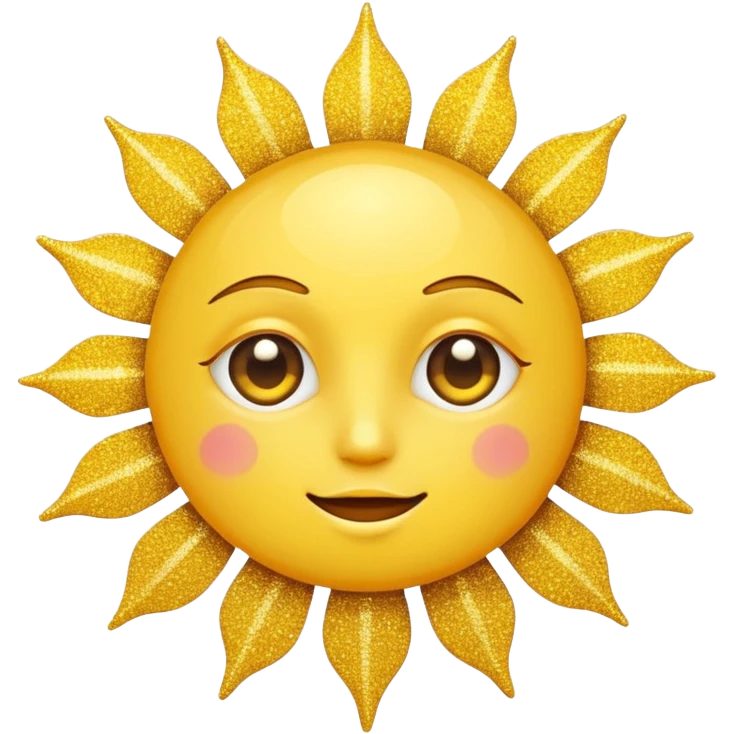 sun in 2d golden glitter in colour emoji