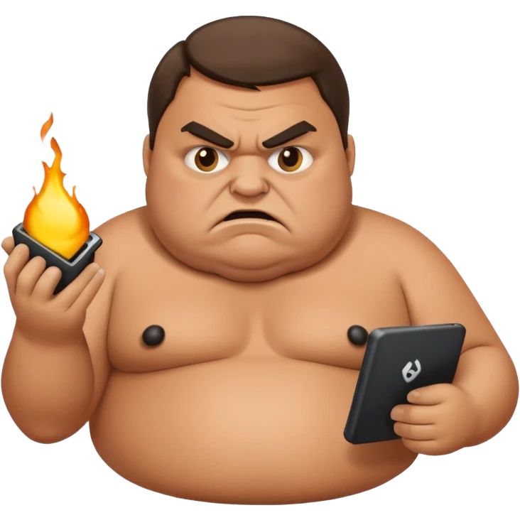 Fat guy angry at Linux device emoji