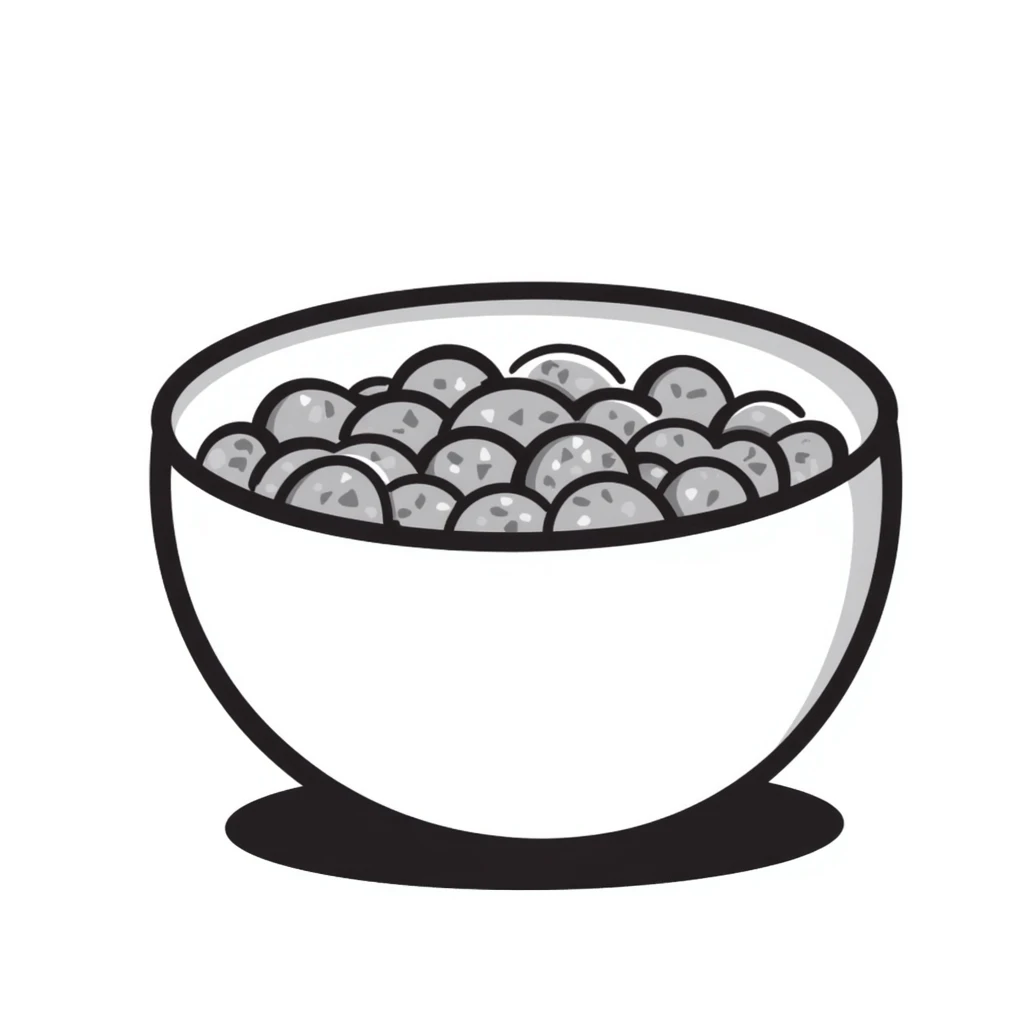 Simple bowl filled with sesame seeds, hand-drawn style emoji