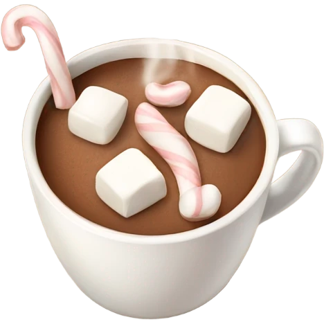 Light beige mug of hot chocolate with marshmallows  emoji