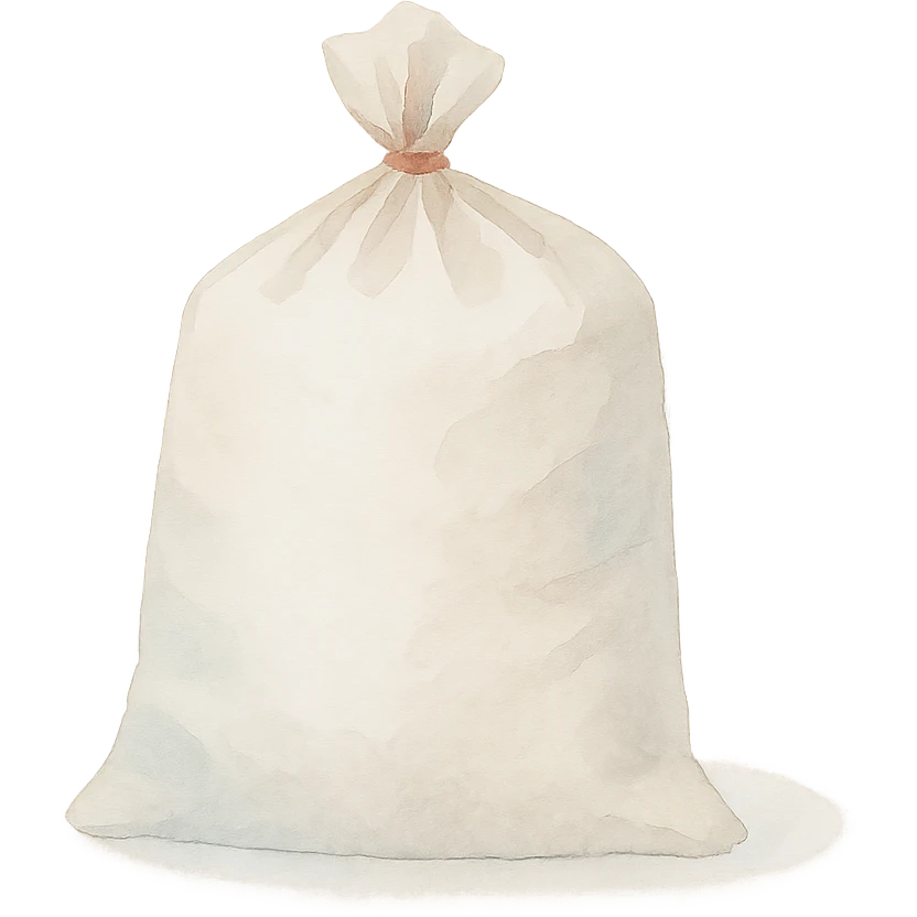 realistic flour sack, subtle shading, watercolor art style emoji