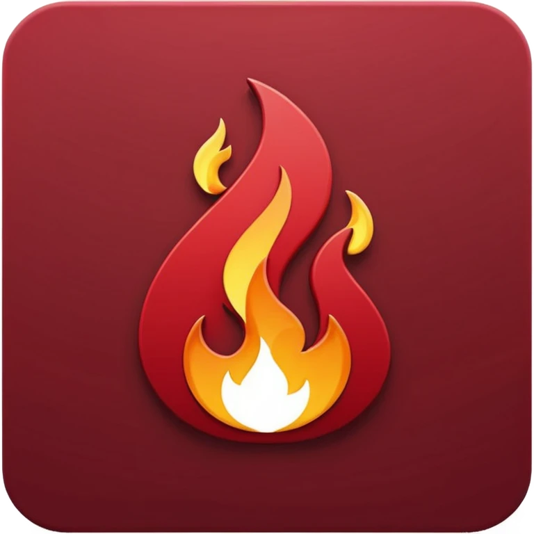 Stylized flame icon in dark red, smooth curved lines, flat vector style, no gradient, minimalist, transparent background, modern clean emoji design emoji