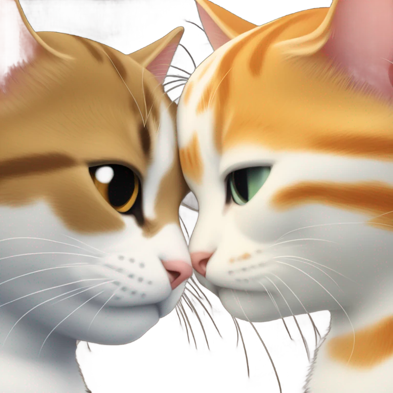 Tuxedo cat and orange tabby cat kissing emoji