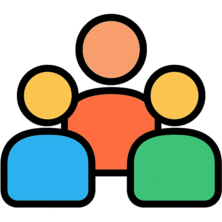 group of people, simple and clear color outline icon style, suitable for UI use emoji